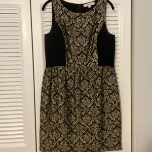 LOFT Black and Gold Dress